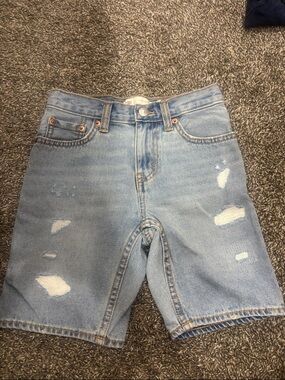 Boys Light Blue Distressed  Denim Shorts